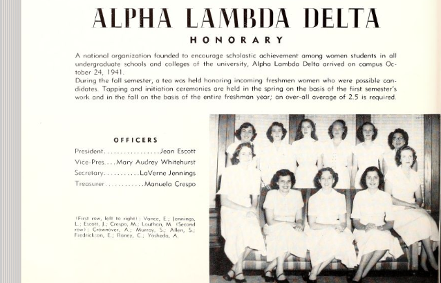 FSU Tally-Ho 1952 yearbook page