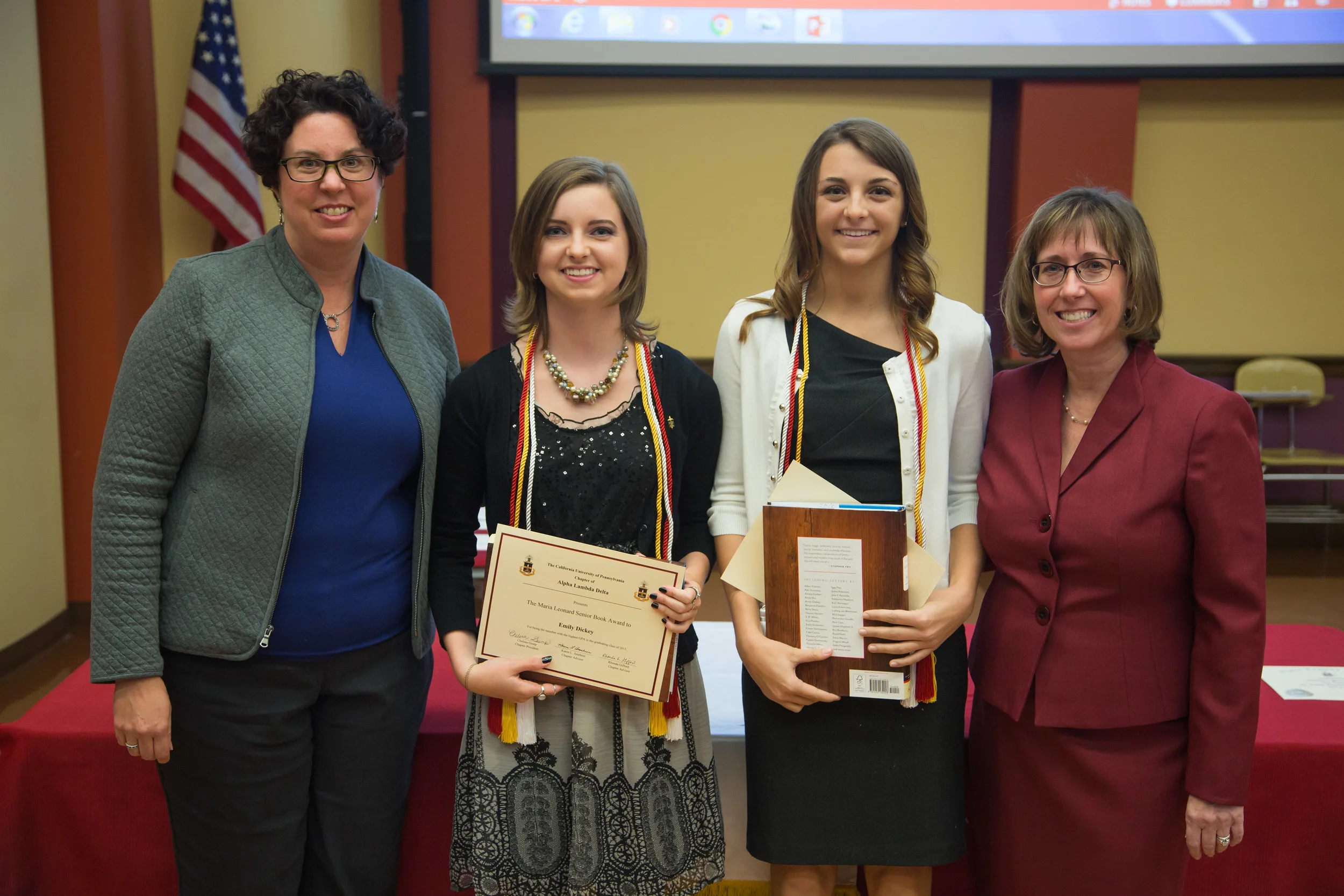 california university of pennsylvania advisors presenting ald members with senior awards