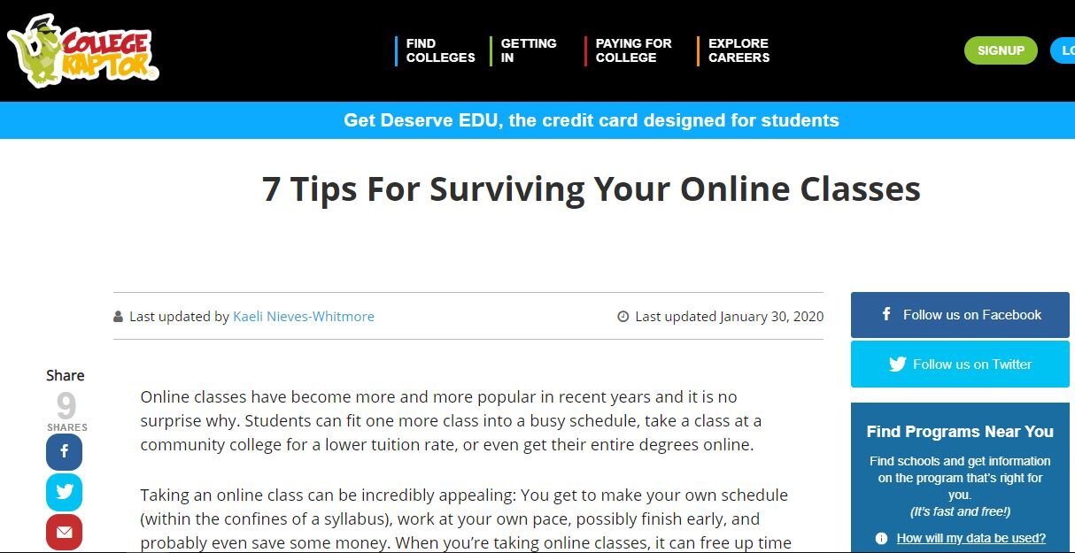 Tips for Surviving Online Classes
