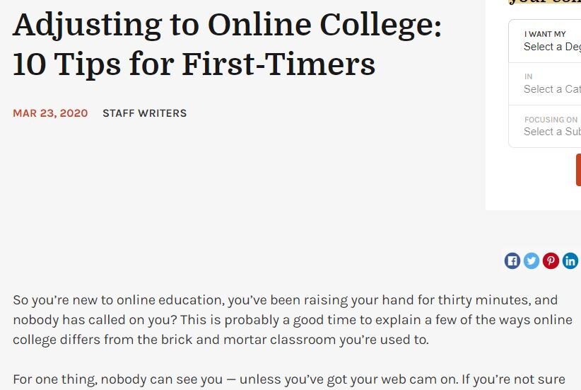 Adjusting to Online College
