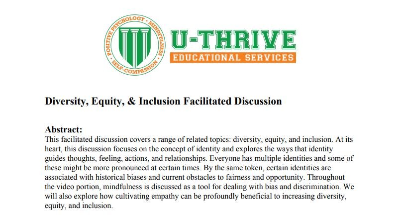 U-Thrive DEI Facilitated Discussion