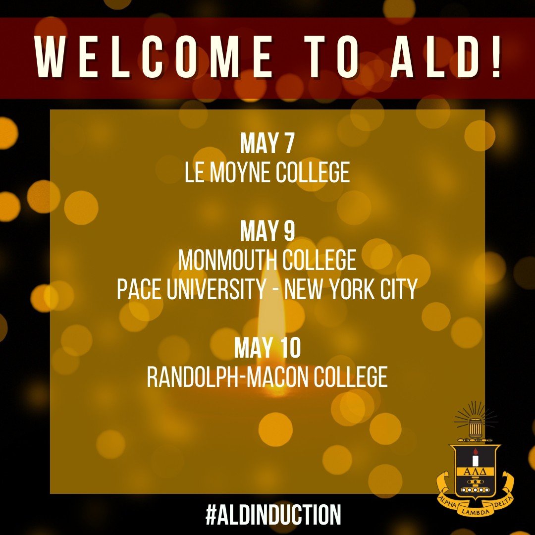 This week we have four induction ceremonies in addition to our virtual national induction ceremony on Thursday evening (stay tuned for the Thursday post). Welcome to all the new members and congratulations on your academic achievements! #ALDinduction