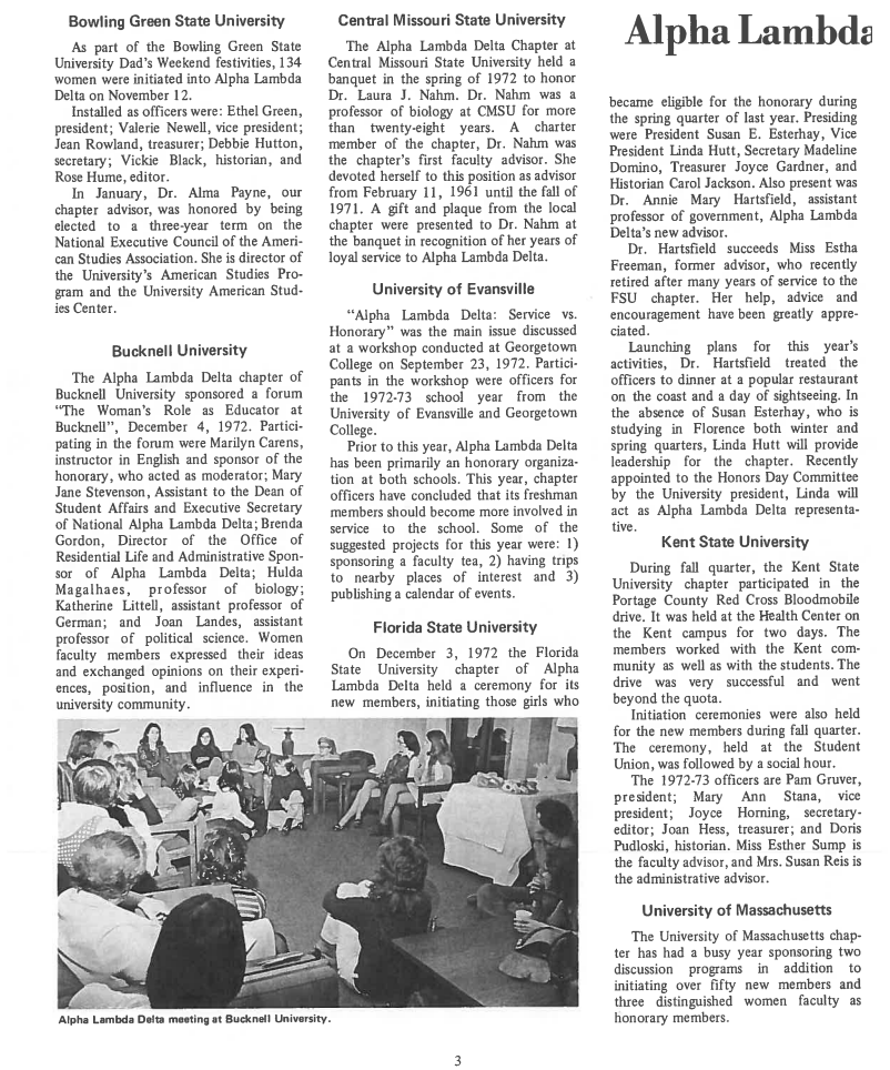 FSU chapter induction on December 3, 1972: ALD The Flame magazine - Vol. 11, 1973