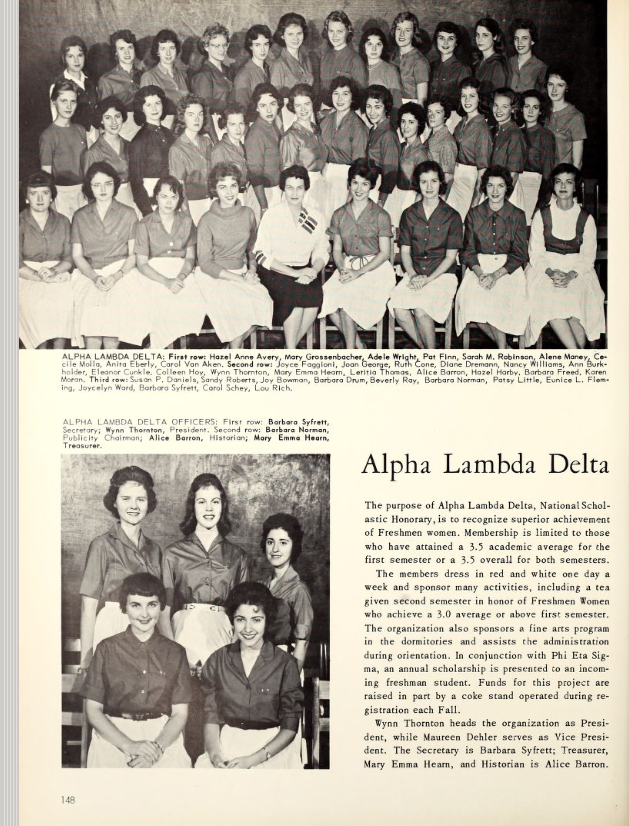 FSU Tally-Ho 1961 yearbook page