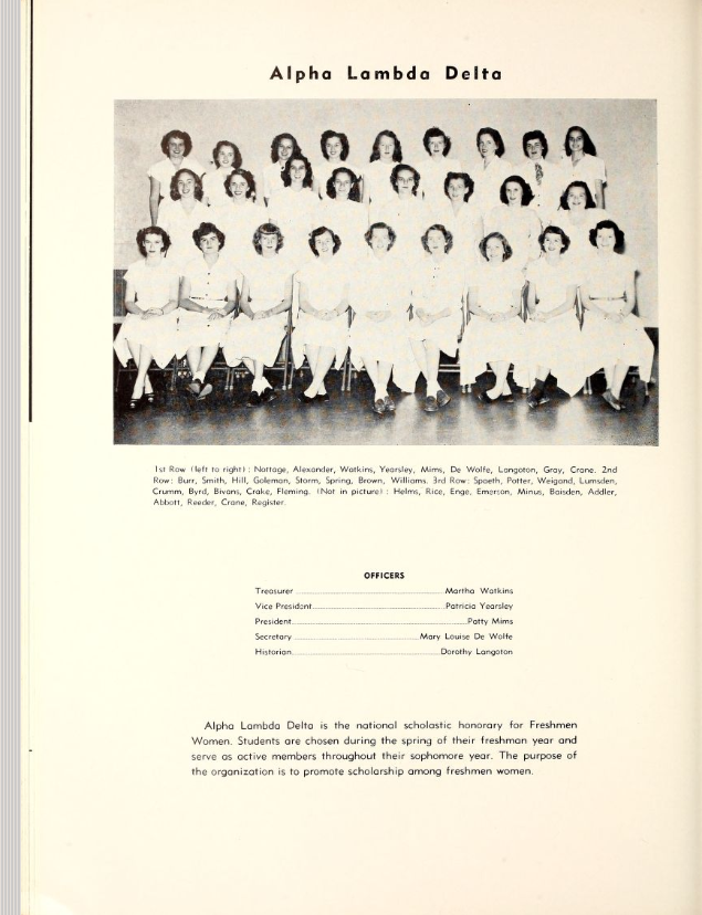 FSU Tally-Ho 1950 yearbook page