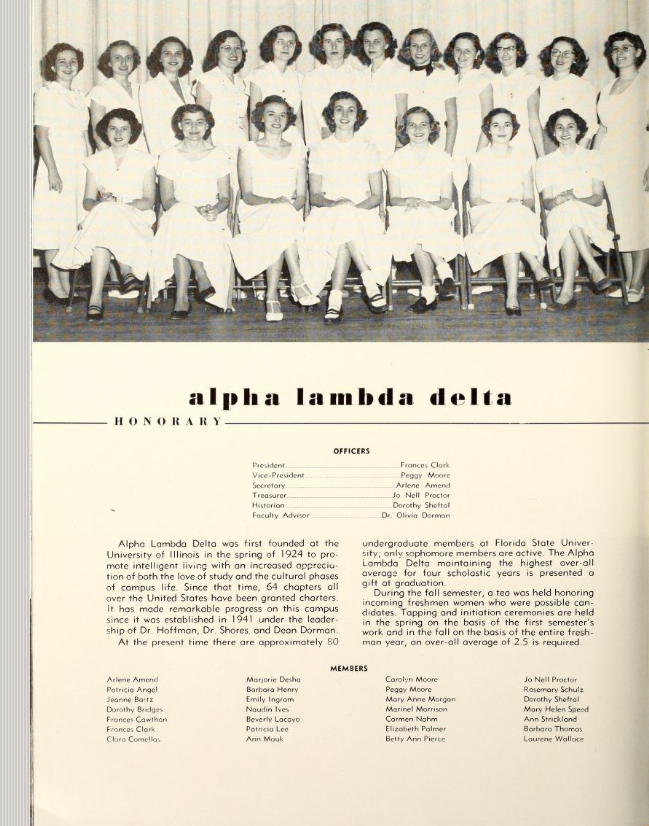 FSU Tally-Ho 1951 yearbook page