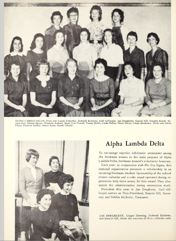 FSU Tally-Ho 1960 yearbook page