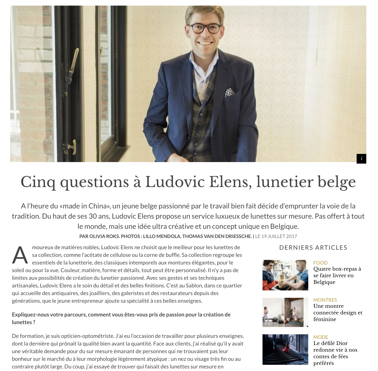 5 questions to Ludovic Elens, Belgian eyewear manufacturer