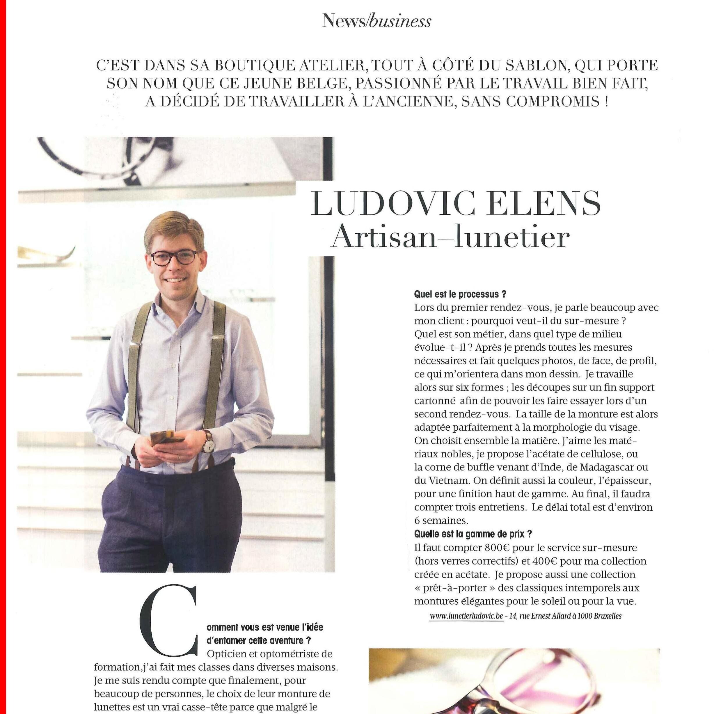 Ludovic Elens artisanale lunetier