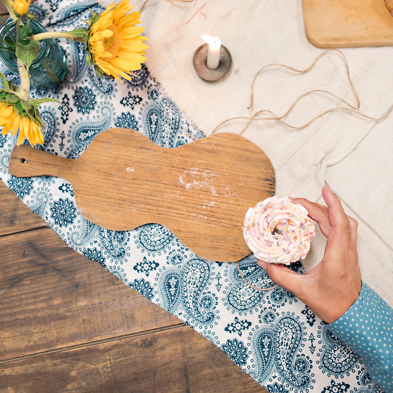 Charming guitar shaped cutting board at the CMA Fest Green Room | City Farmhouse Interior Design