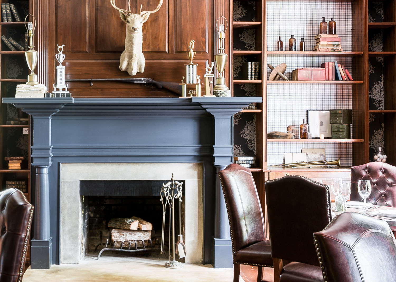 Charming fireplace at Homestead Manor | Interior Design: Kim Leggett | Photographer: Alyssa Rosenheck