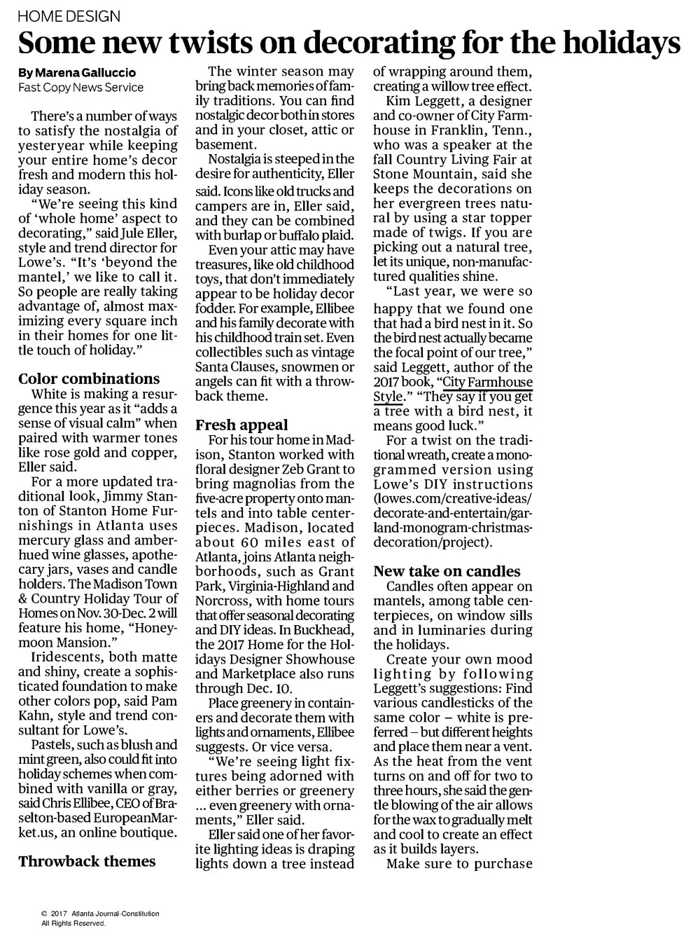 The Atlanta Constitution - Some new twists on decorating for the holiday..