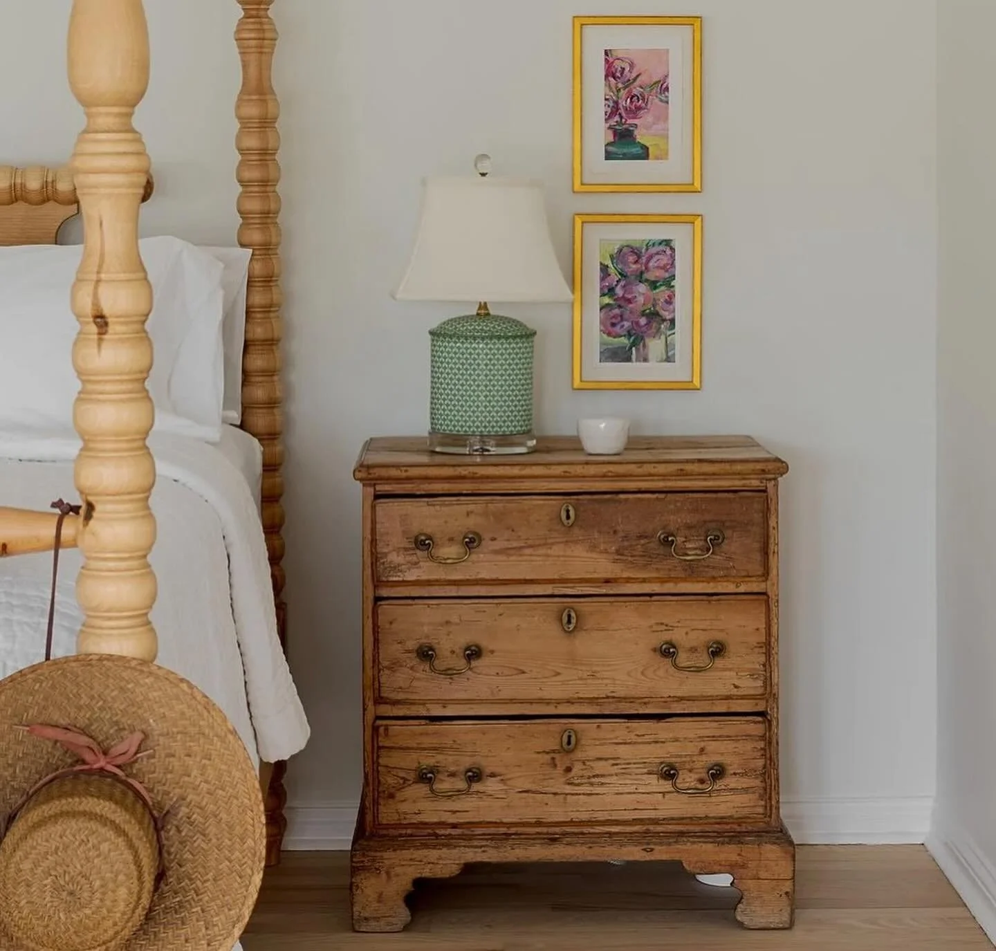 Original art @georgiegirlart for @idlewildfarmtennessee

Interior Design: @cityfarmhouse 
Sweet 19th C chest of drawers found @late_bloomerco