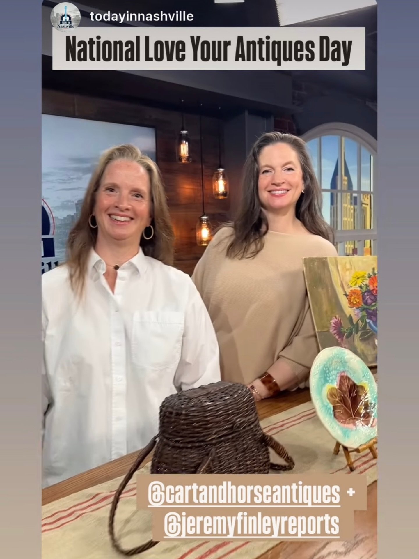 Celebrity vendors @cartandhorseantiques on the @todayinnashville show sharing why they love antiques + their summer schedule which includes the City Farmhouse Vintage Fling!! How exciting! Come get their autograph 😉 and snag some amazing vintage &am