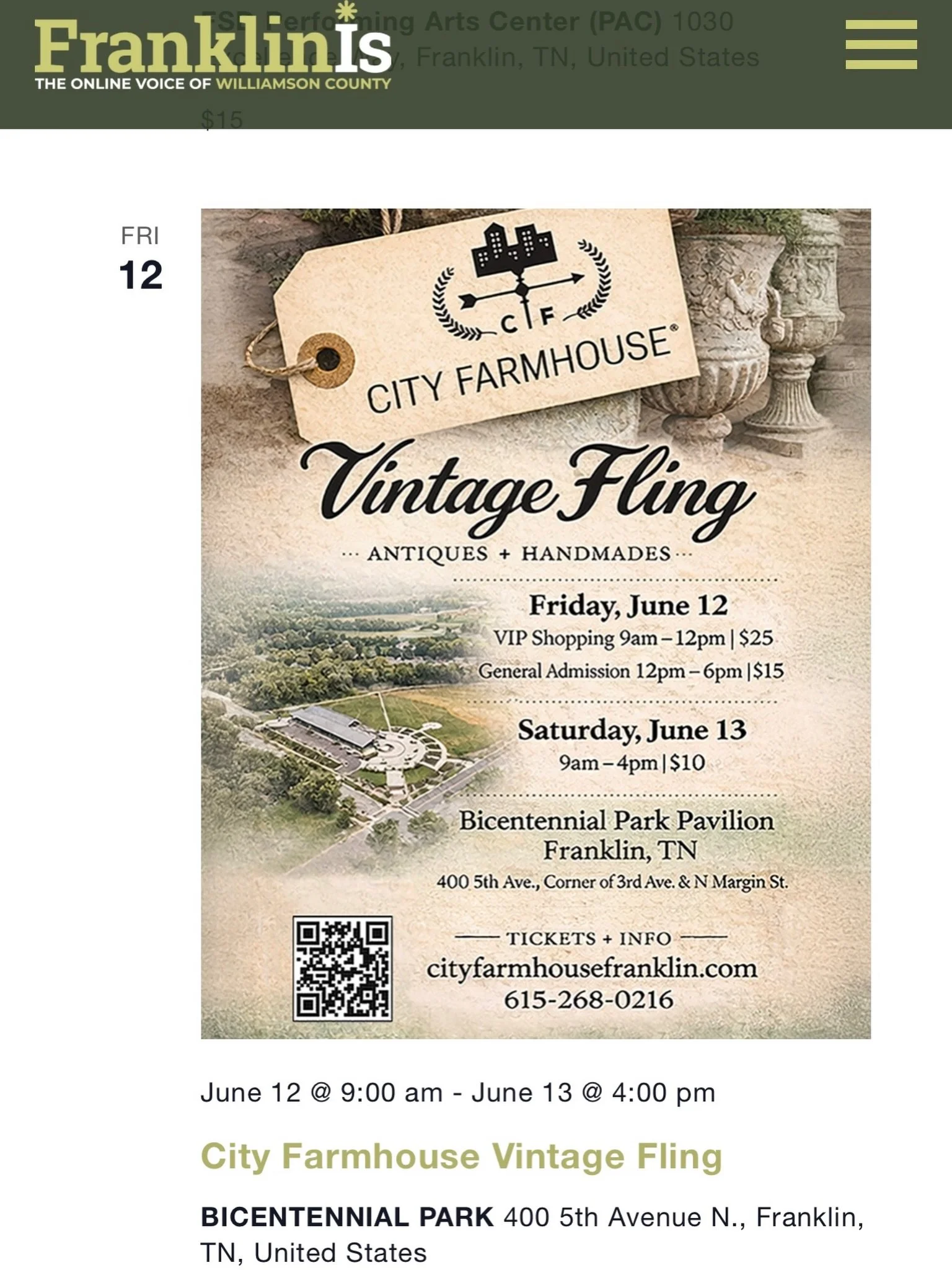 I want to take a moment to say thank you to @franklinistn for adding our event to their online calendar. It&rsquo;s means something to us when those in the media support us and others in our community. It&rsquo;s not just a calendar listing, to us. I