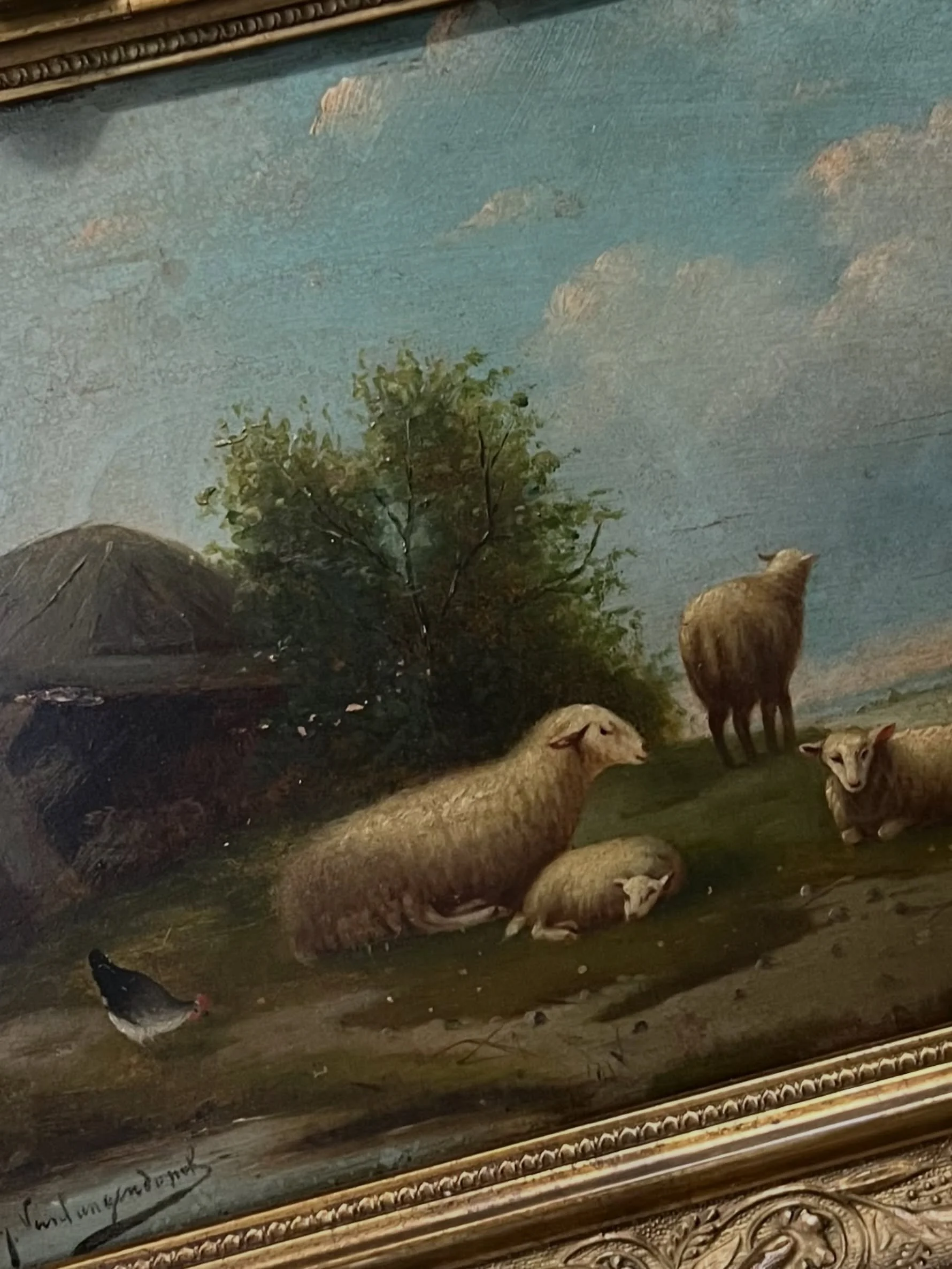 The Lord is my shepherd; I shall not want.
He maketh me to lie down in green pastures: he leadeth me beside the still waters. Psalm 23:1-2 🙏🏻

Image: 19th century French oil on board. Coming to City Farmhouse soon.