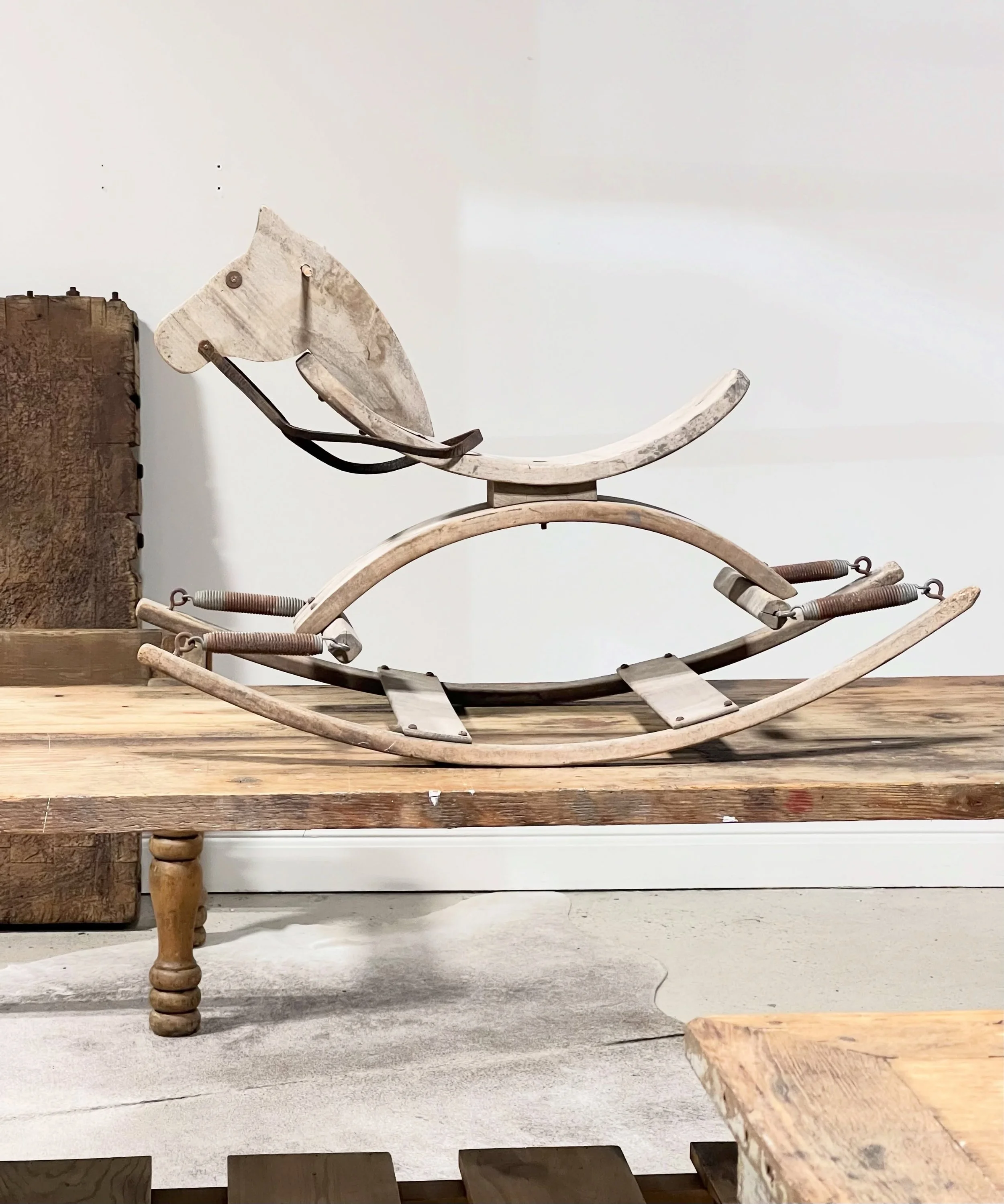 Art .. as I see it .. simple sculptural presence. Unassuming, yet standing out in form and design. Would you use this humble vintage handmade rocking horse as a design element in your home?

A favorite discovery available at the October 23-25 &ldquo;