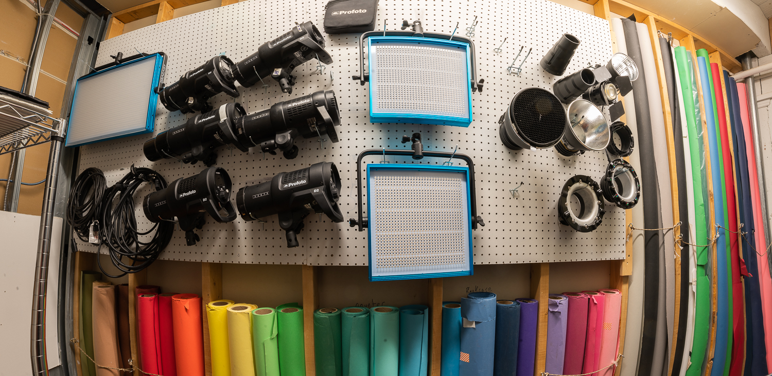 Some of the gear and backdrops available for use
