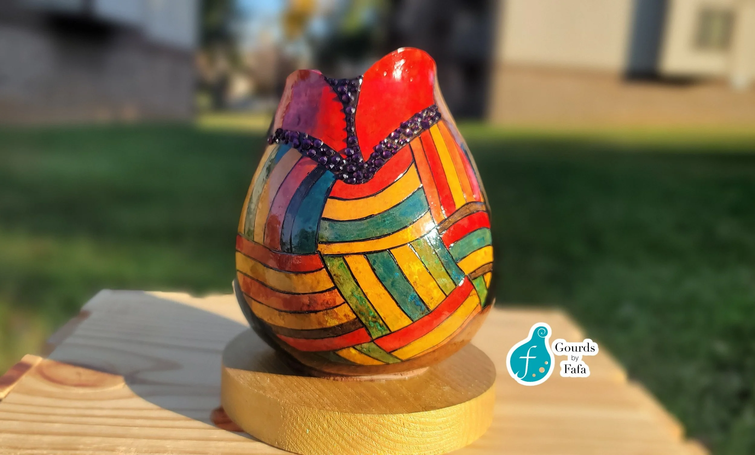 Vibrant Kente Gourd Vase