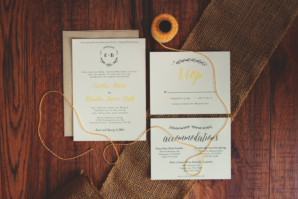mint springs farm wedding invitation