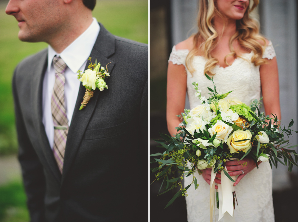 mint springs farm wedding: bouquet and boutonniere 