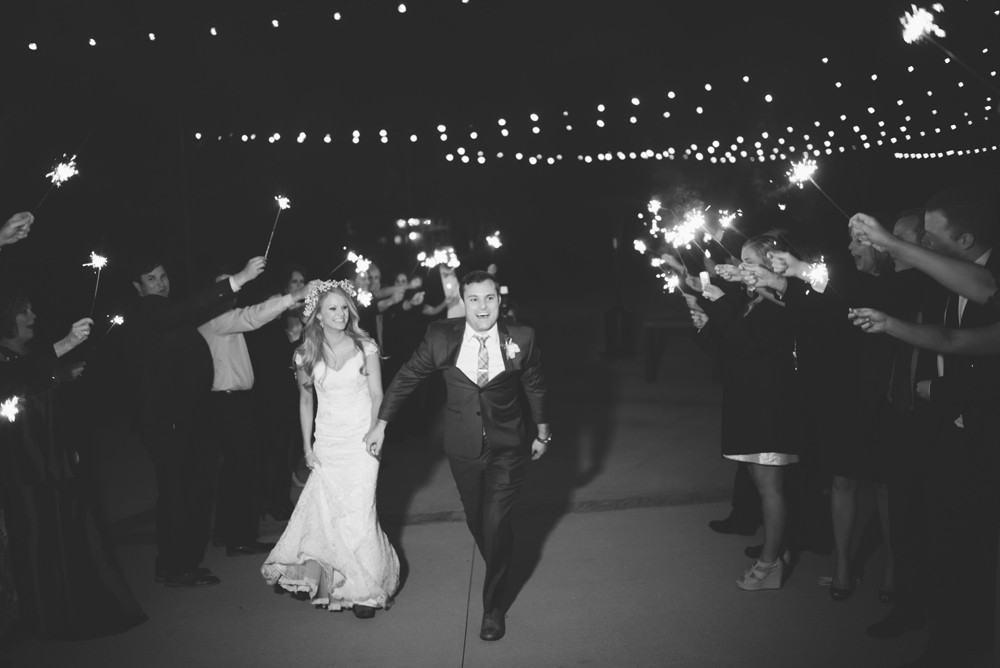 mint springs farm wedding: sparkler exit