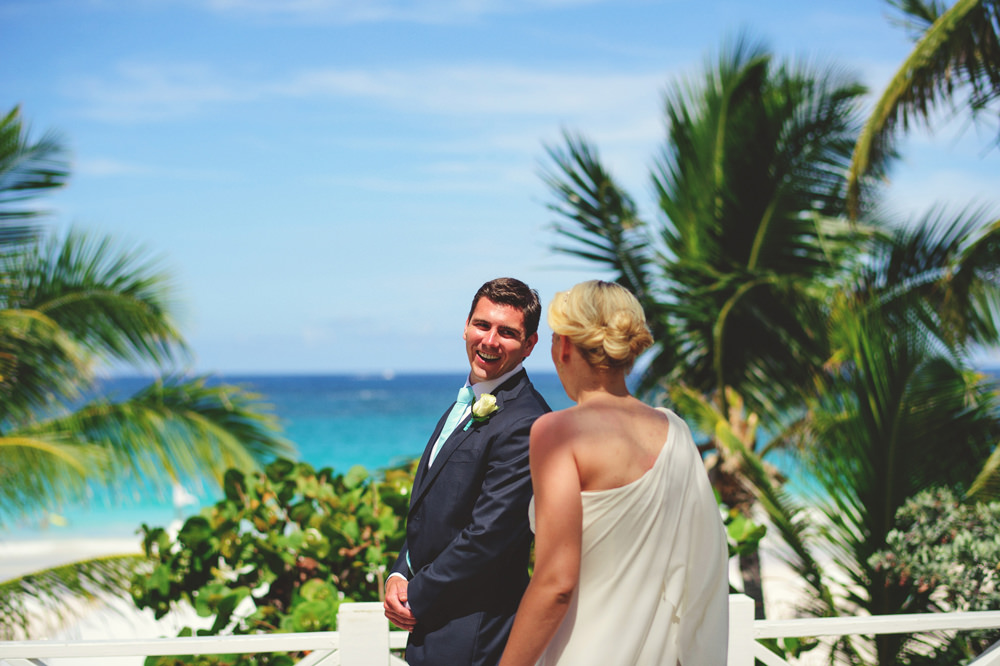 ocean view club wedding : grooms reaction seeing bride for first time