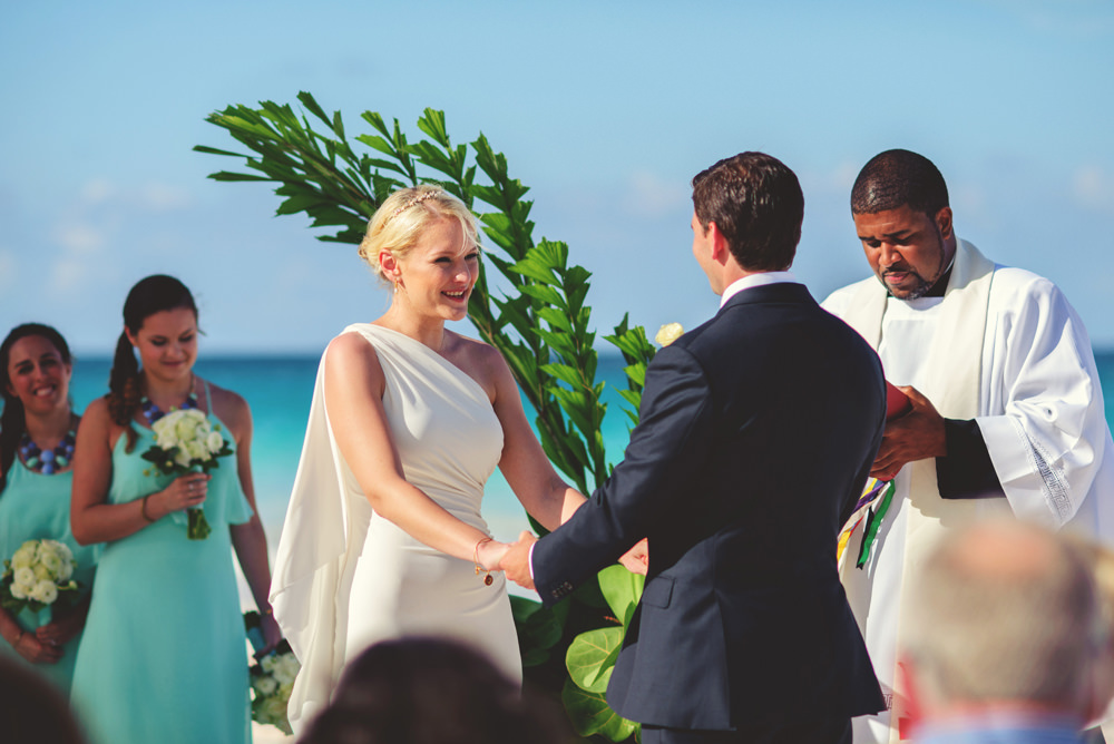 ocean view club wedding : bride smiling