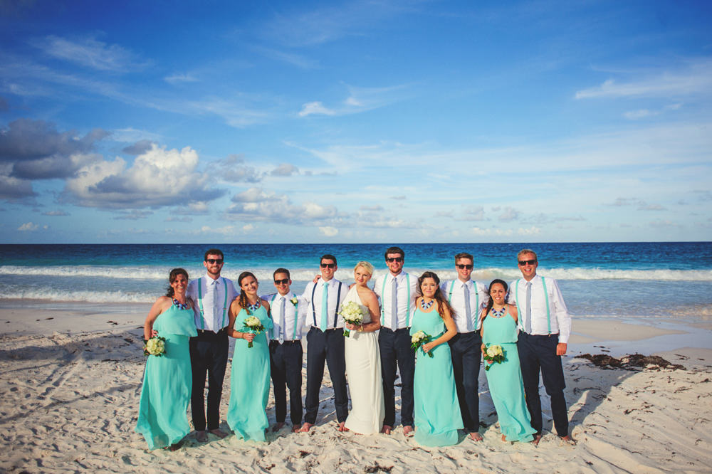 ocean view club wedding : bridal party on beach