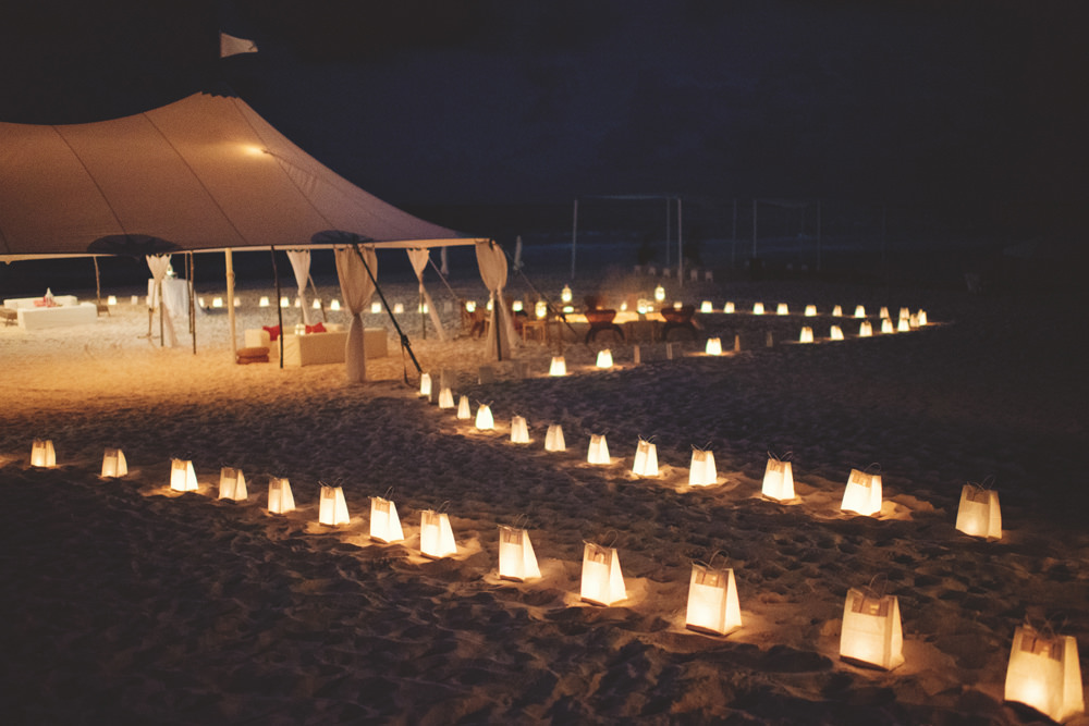 ocean view club wedding : beach at night