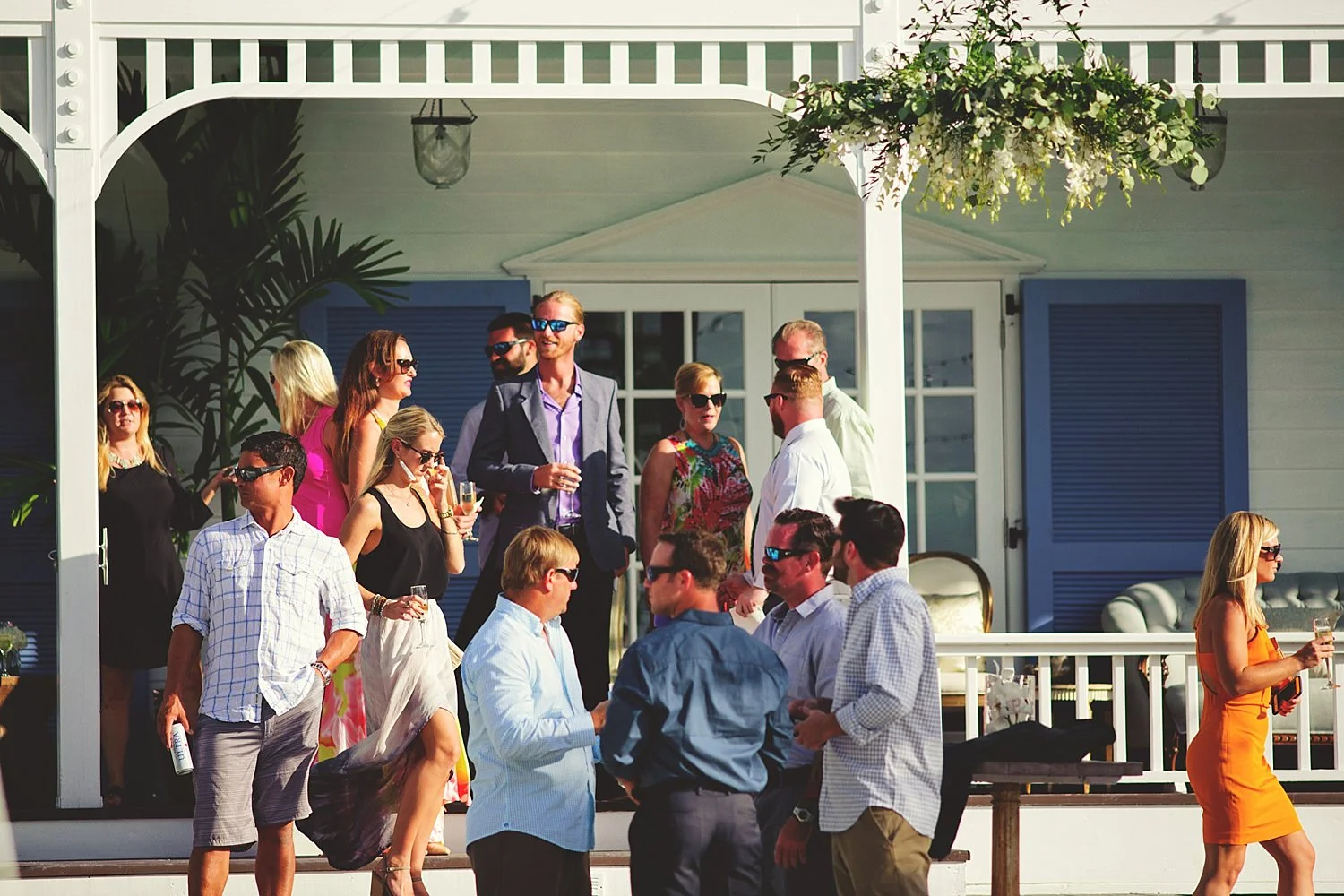 pierre's restaurant wedding: guests gathering around