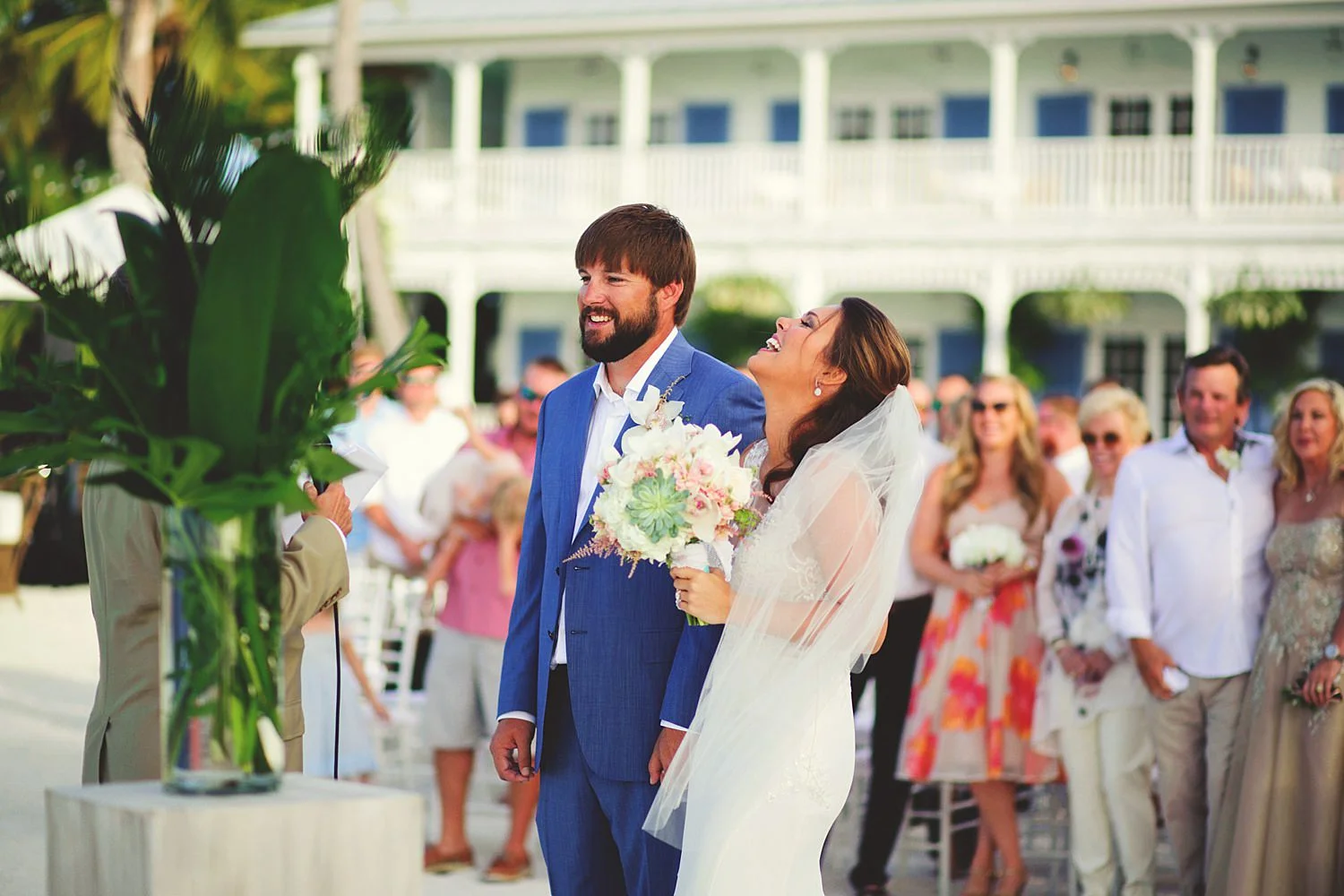 pierre's restaurant wedding: bride laughing
