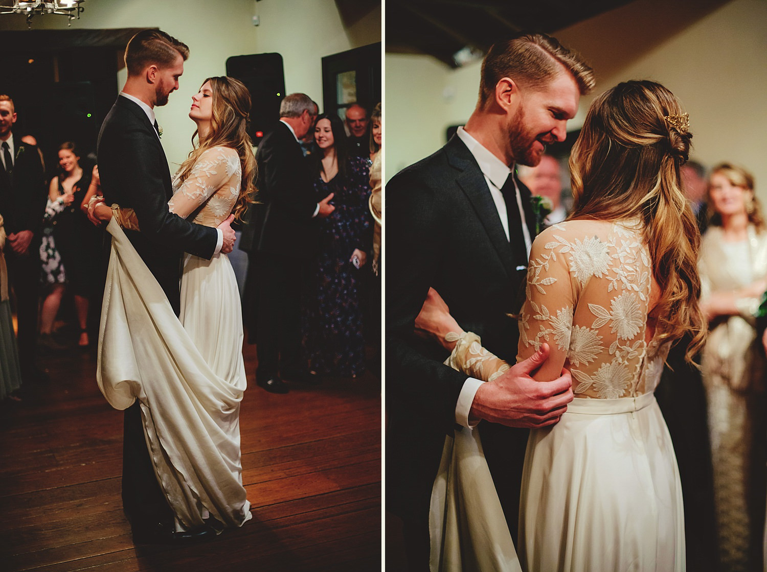 casa feliz wedding photos: bride adn groom dancing