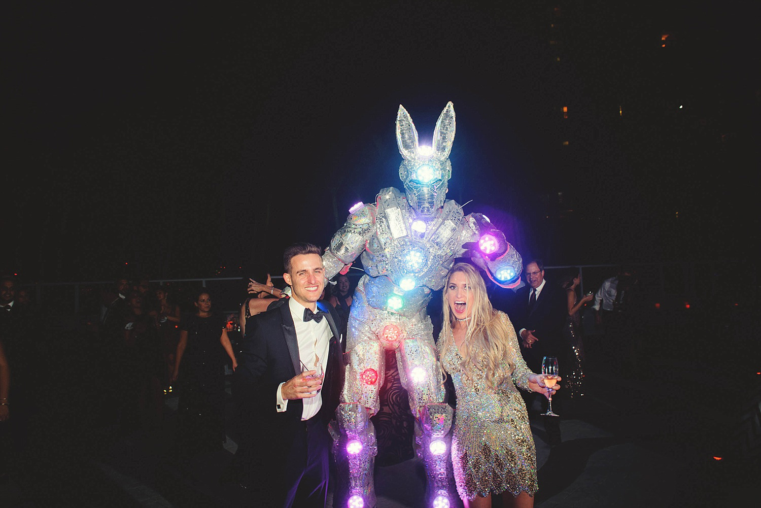 romantic-w-fort-lauderdale-wedding: bride and groom with robot r