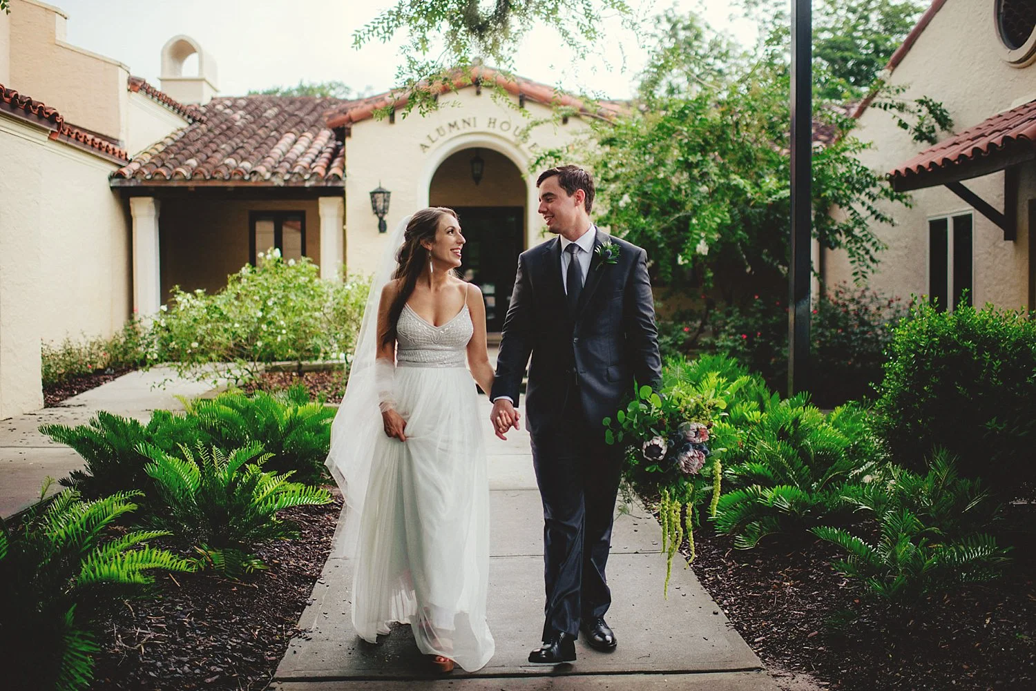 knowles memorial chapel wedding: walking through rollins college