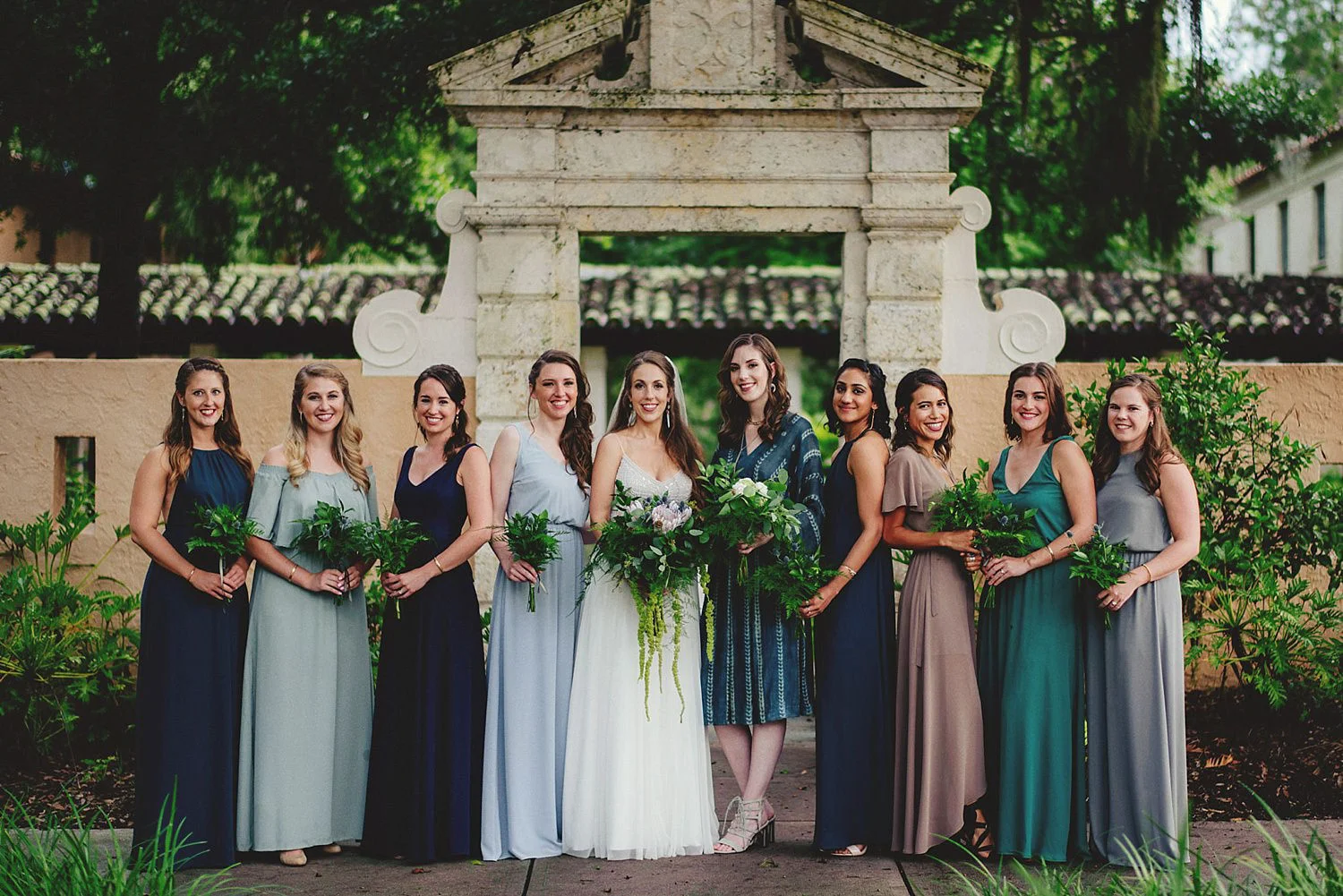 knowles memorial chapel wedding: bride and bridesmaids
