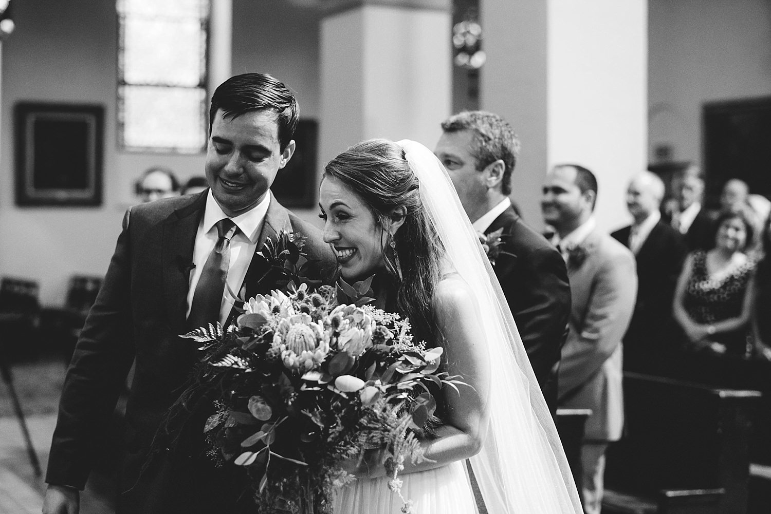 knowles memorial chapel wedding: bride and groom so happy