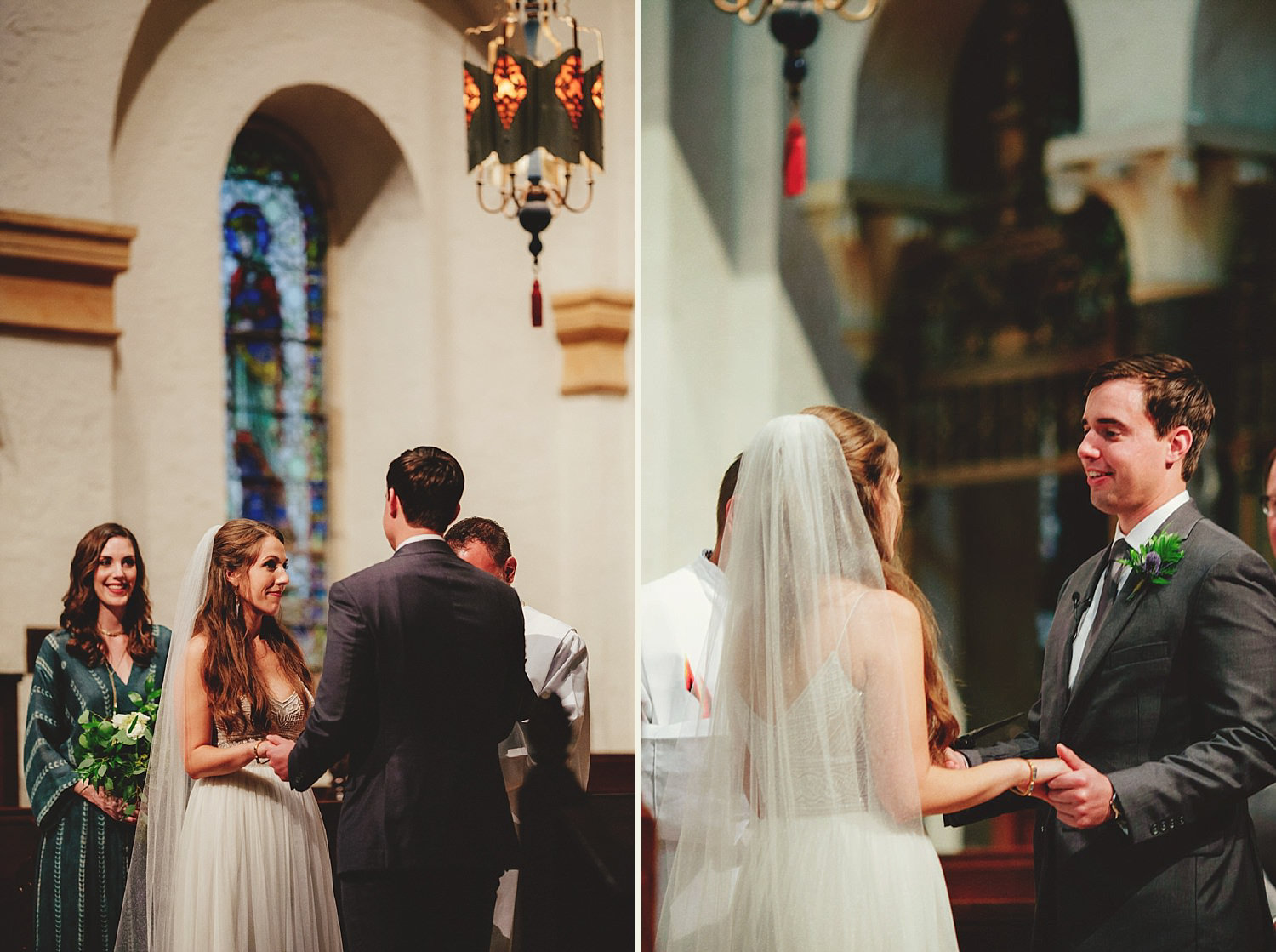 knowles memorial chapel wedding: bride and groom saying vows