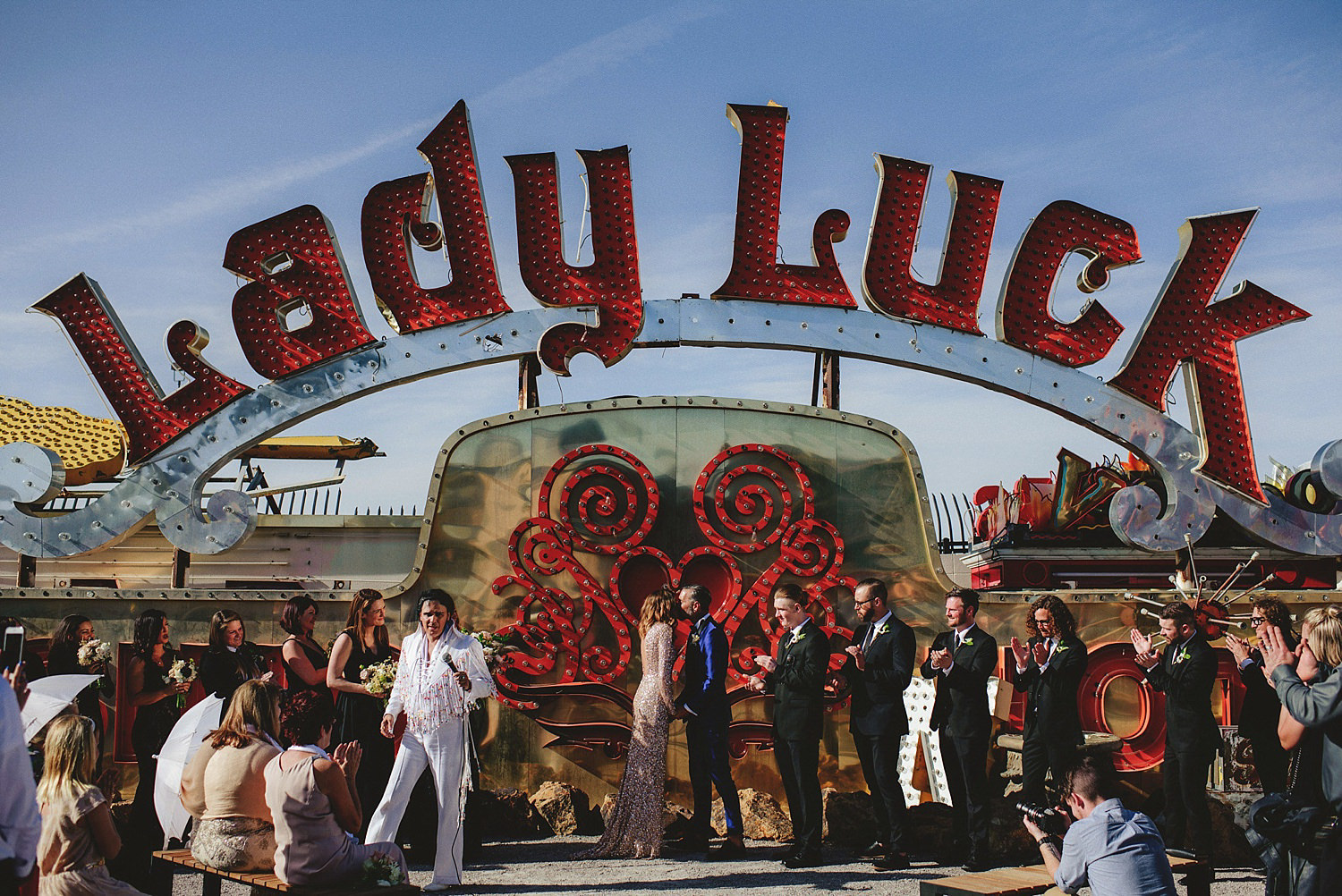 las vegas wedding neon graveyard photos