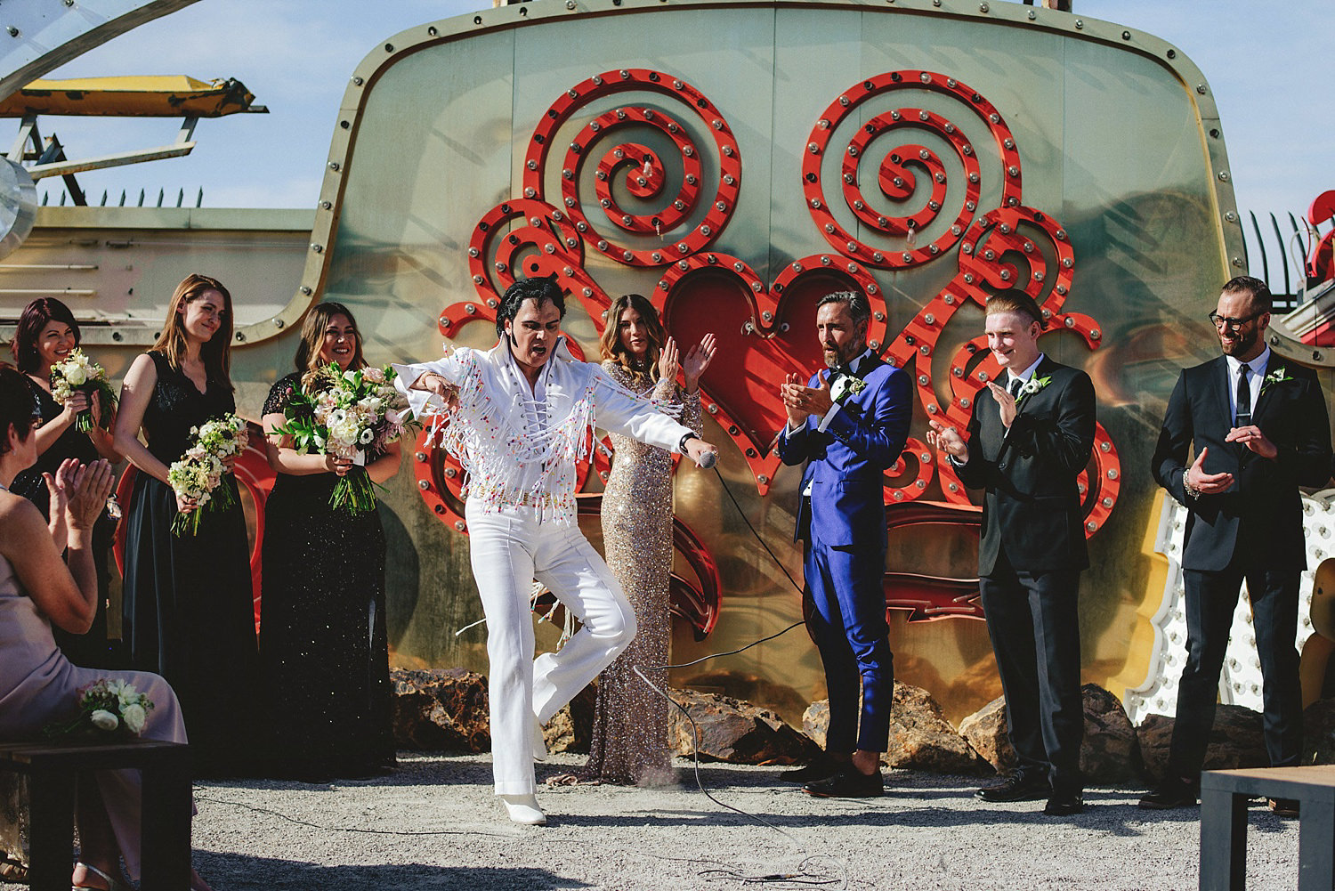 neon museum wedding - ceremony