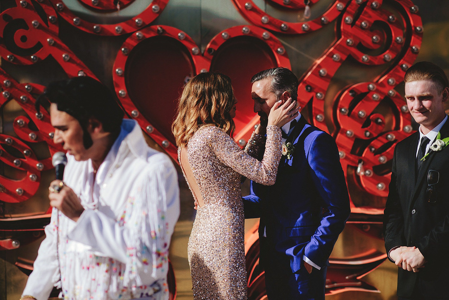 neon museum wedding - sweet moment