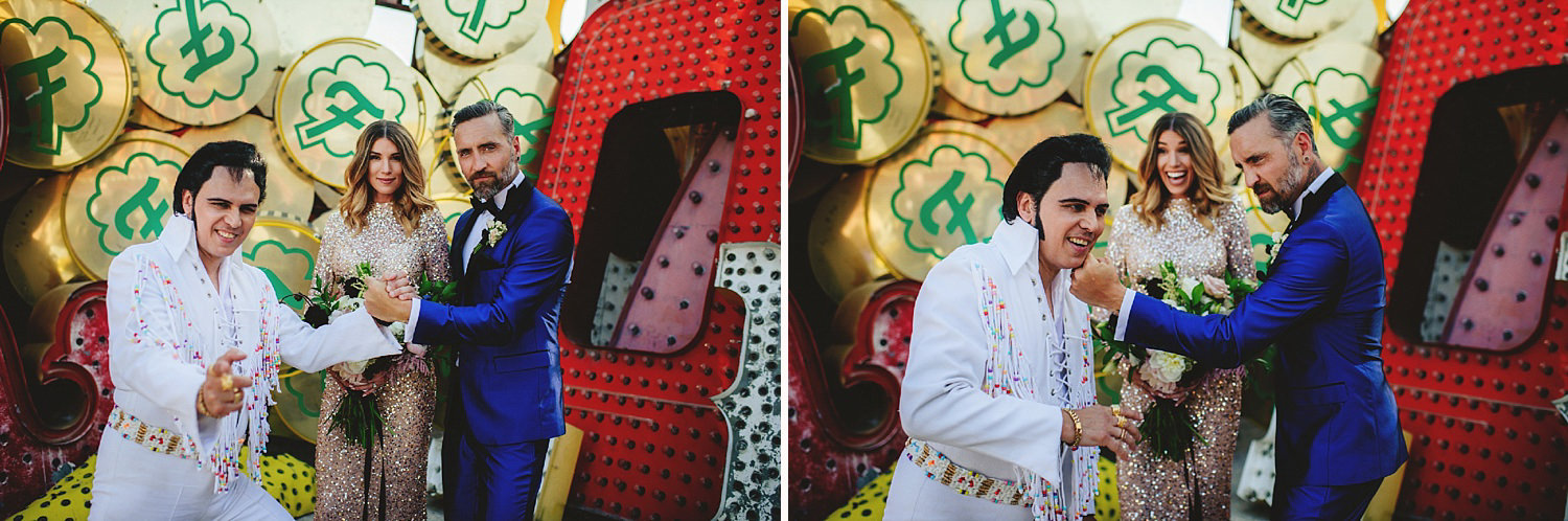 neon museum wedding - portraits with elvis