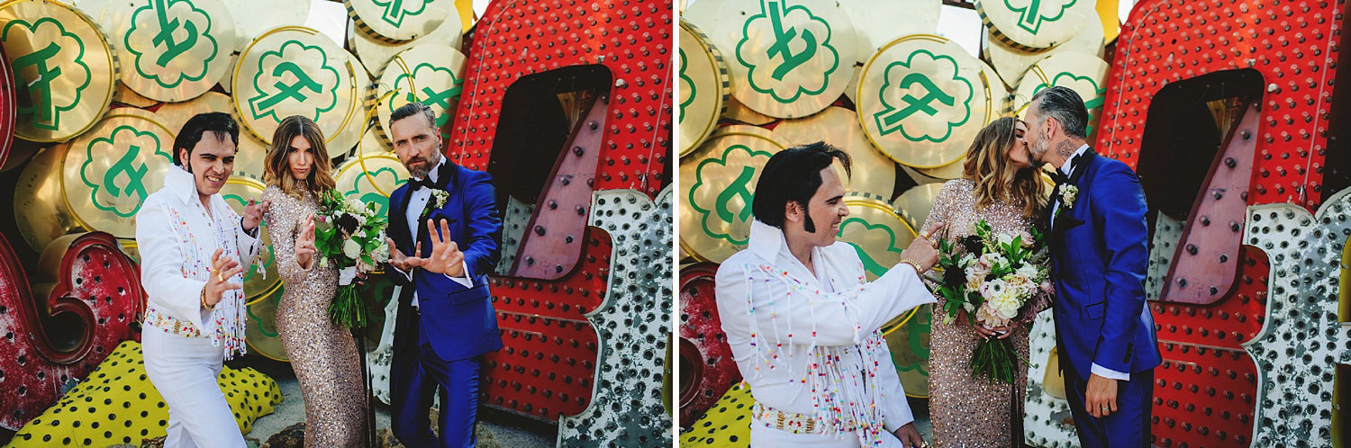 neon museum wedding - photos with elvis