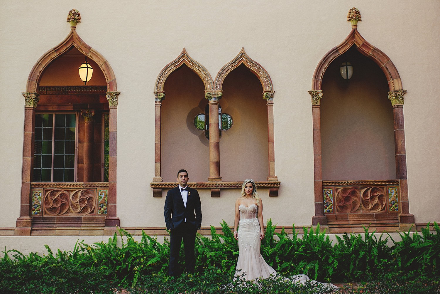 editorial ringling wedding: stoic bride and groom