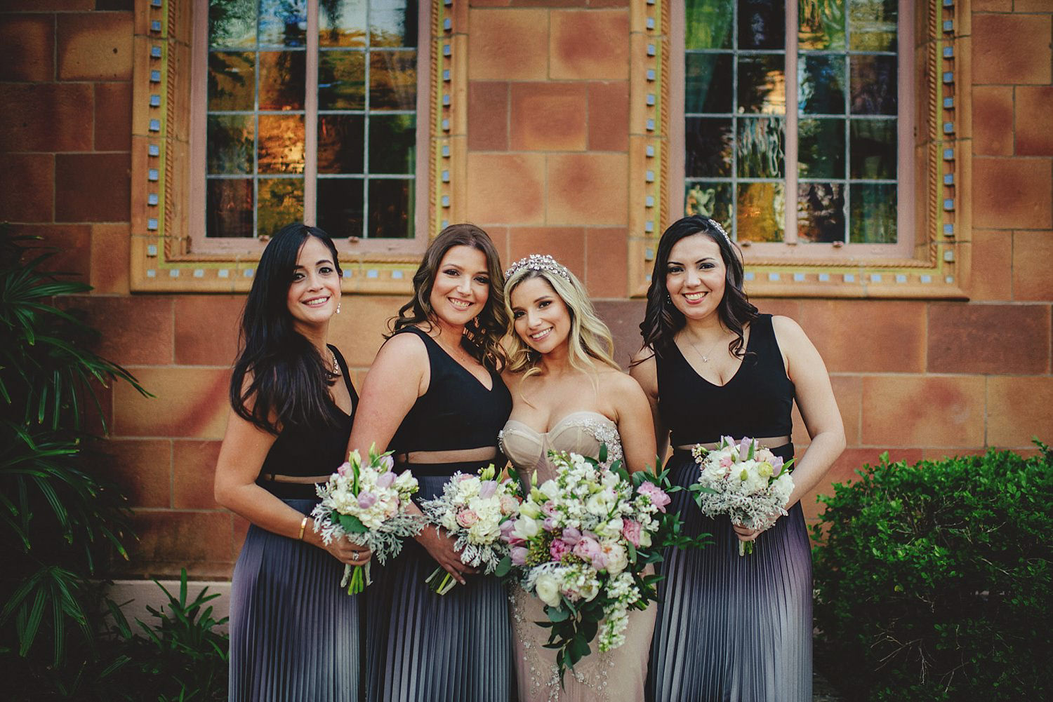 editorial ringling wedding: bride and bridesmaids