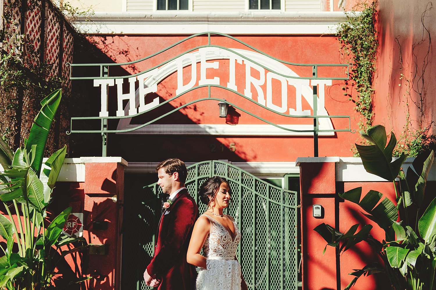 bride and groom first look