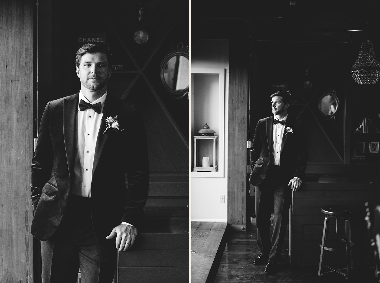 station house wedding groom photos