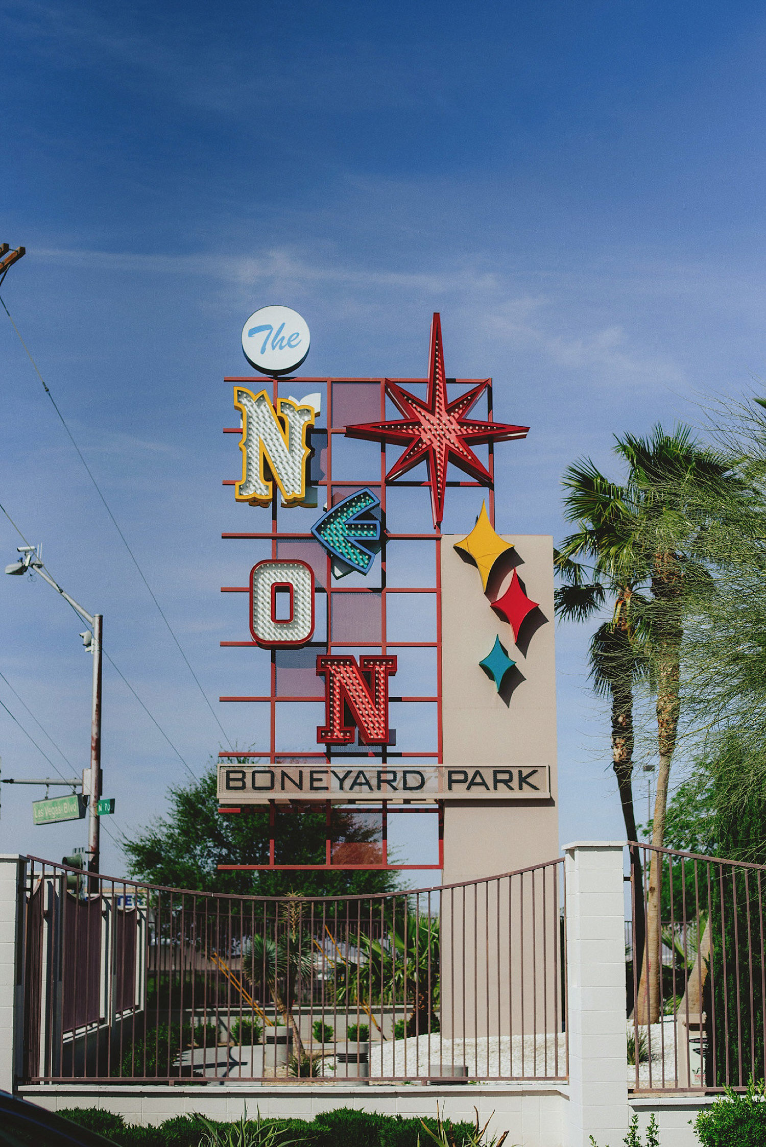 the neon boneyard park sign