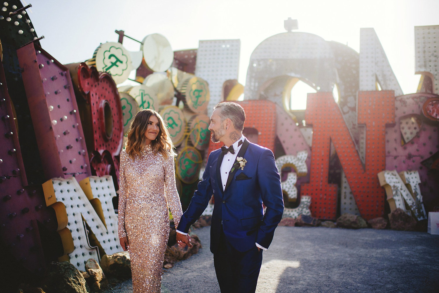 neon museum wedding photos