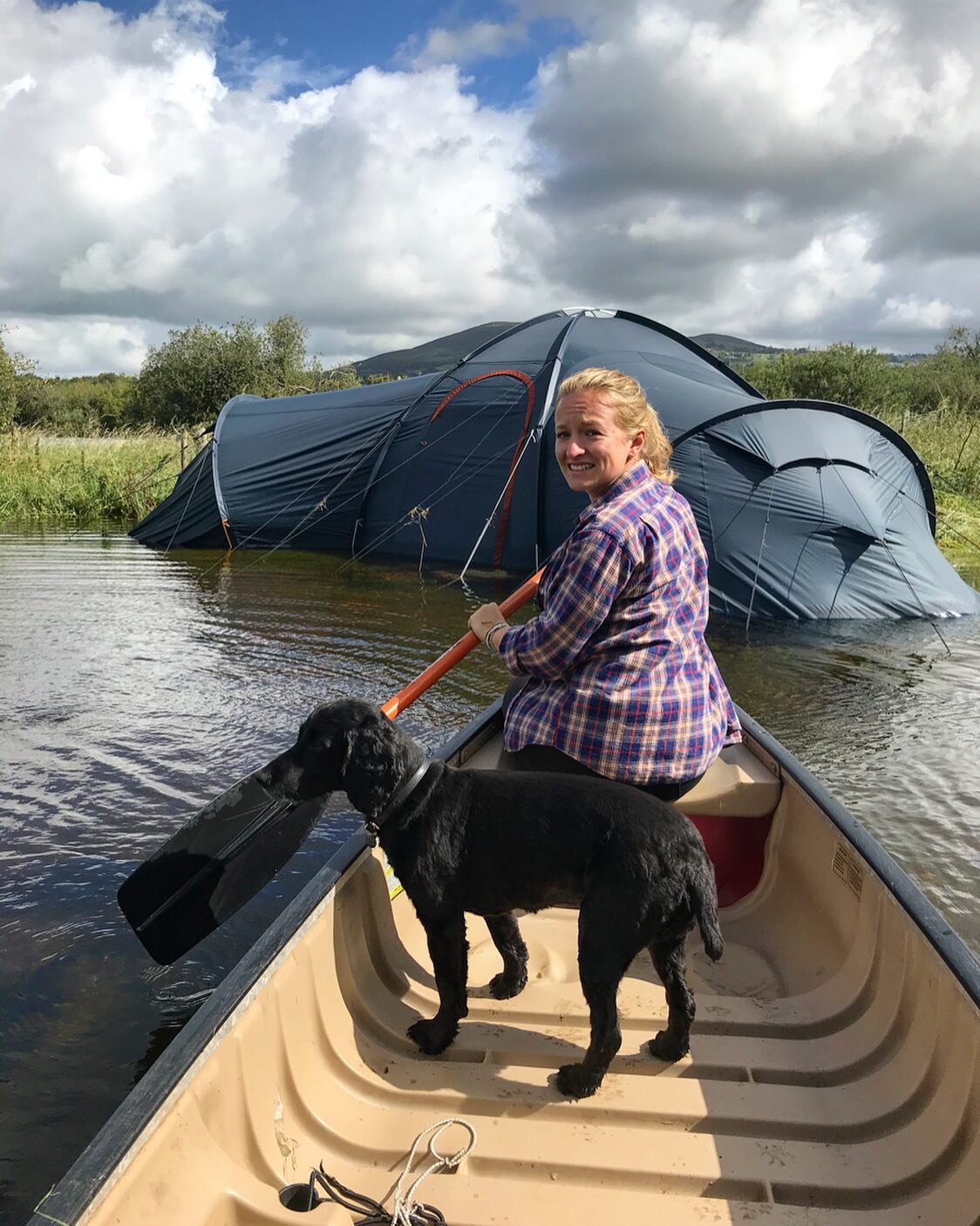 Our camping holiday is going really well 😂
Our tent is now only accessible by Canoe 
.
.
.
#camping #snowdonia #flood #canoe #spaniel #tent